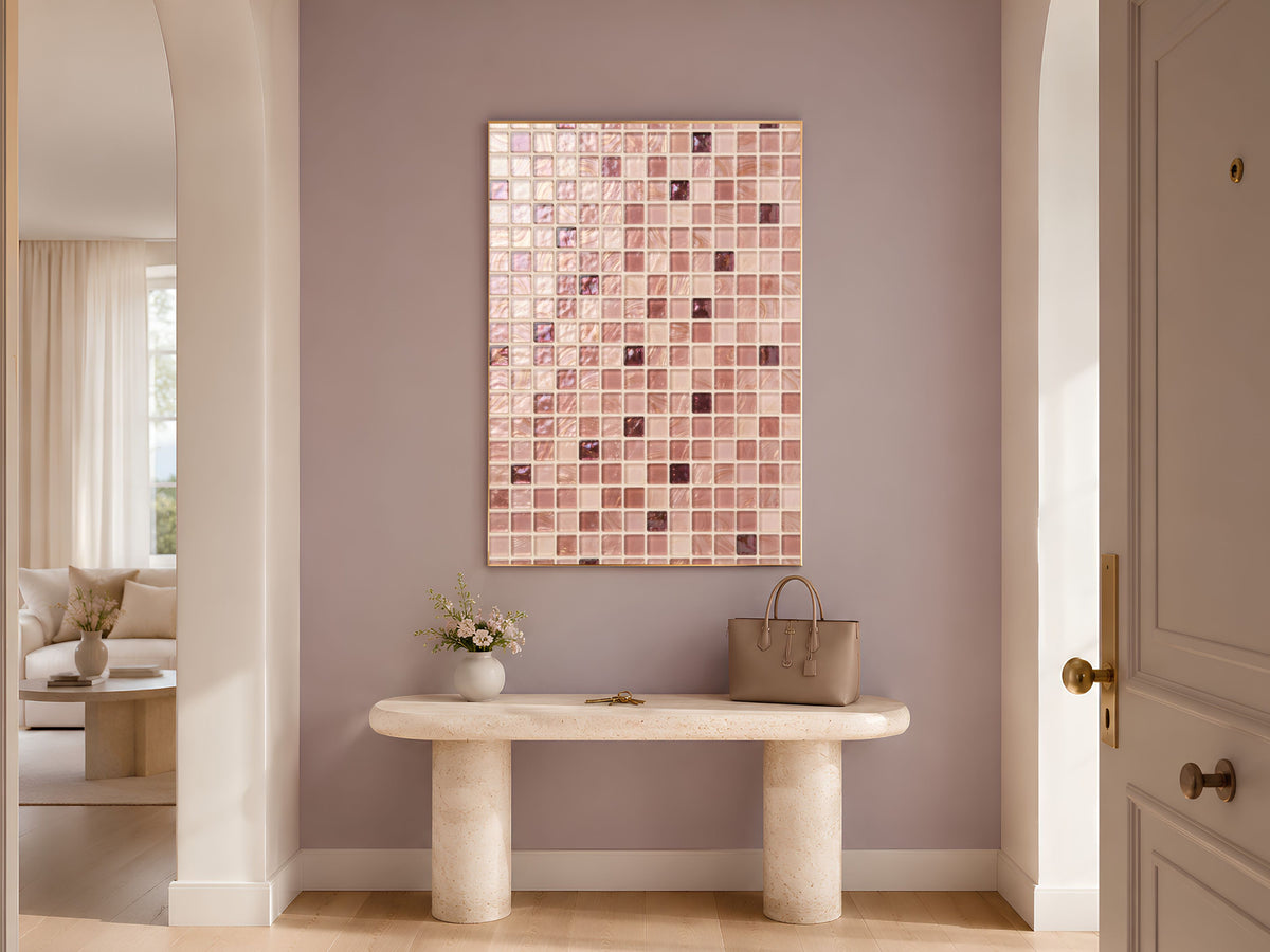 Neutral Mosaic Wall Art, Champagne Glass Tile Print - Digital Download