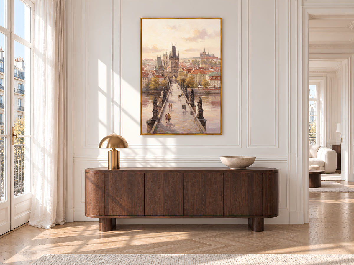 Prague Charles Bridge Painting Print, Pastel Prague Wall Art, Czech Republic City Art, Printable Digital Download