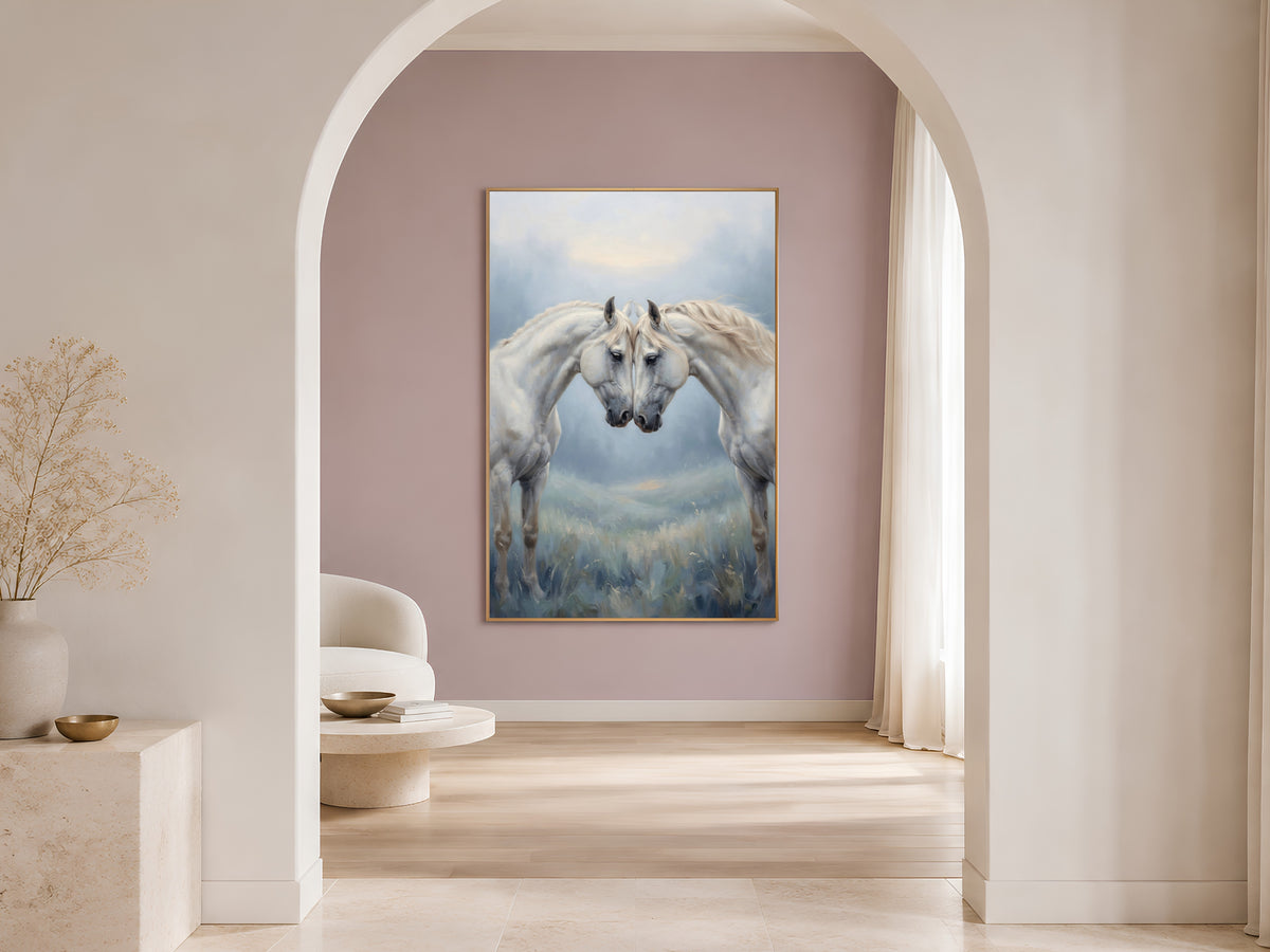 White Horse Wall Art, Romantic Equestrian Print - Digital Download