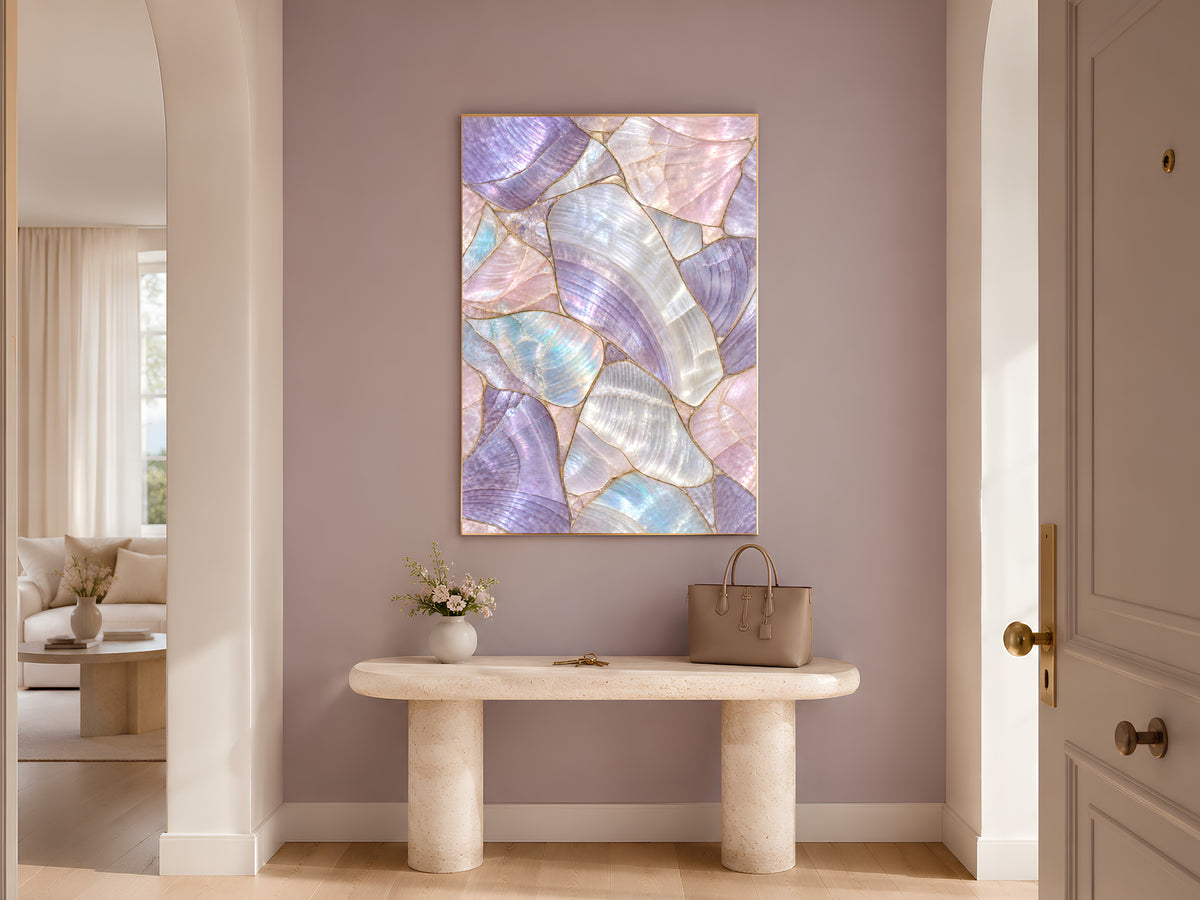 Lilac Mother of Pearl Wall Art, Purple Iridescent Shell Print, Pastel Opal Mosaic, Girly Bedroom Decor, Mermaidcore Poster, Instant Download
