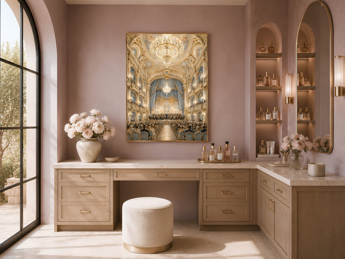 Palace Ceiling Fresco Print, Crystal Chandelier Wall Art - Digital Download