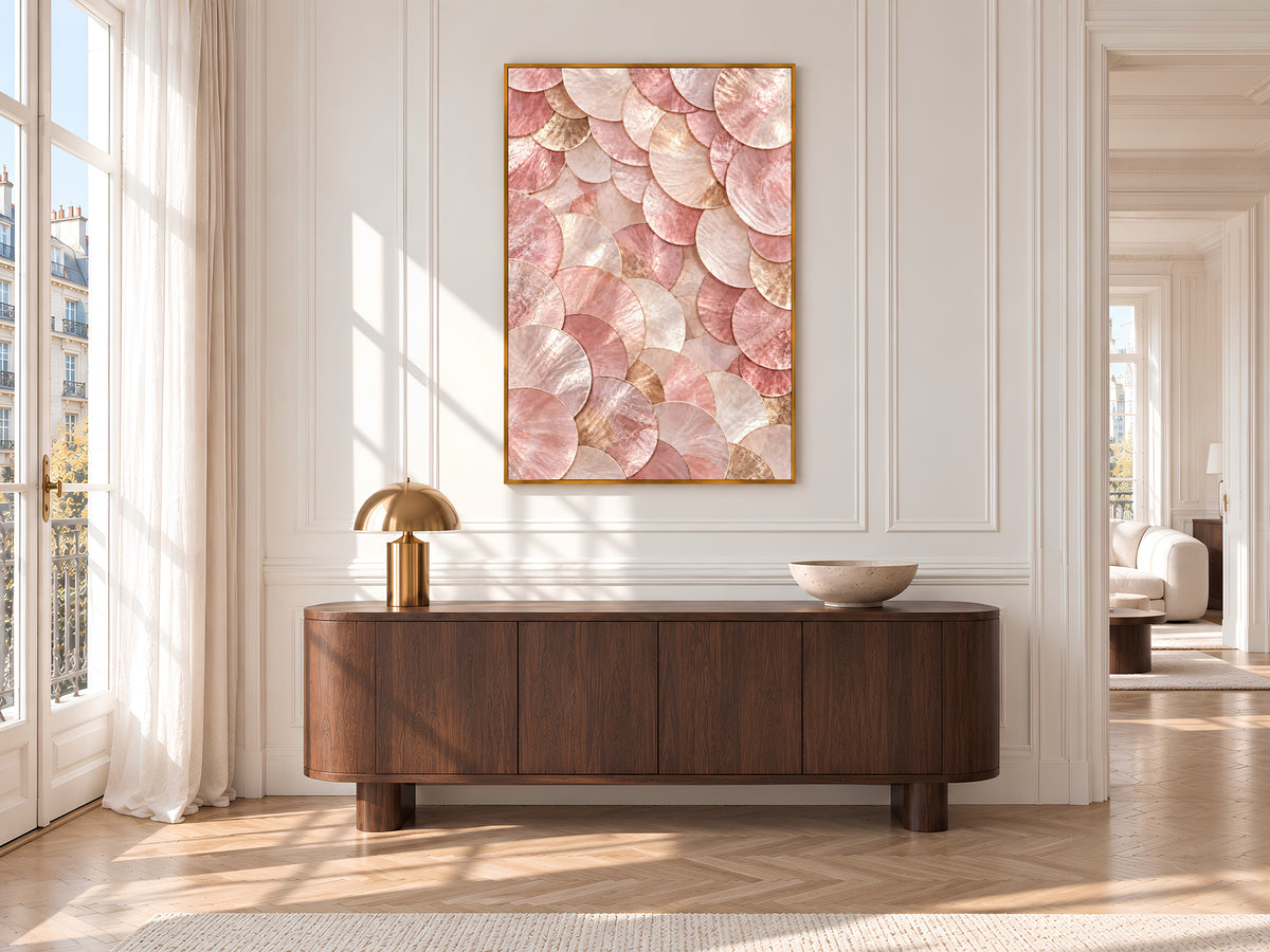 Pink Capiz Shell Print, Blush Pearl Shell Wall Art, Rose Gold Abstract Art, Printable Digital Download