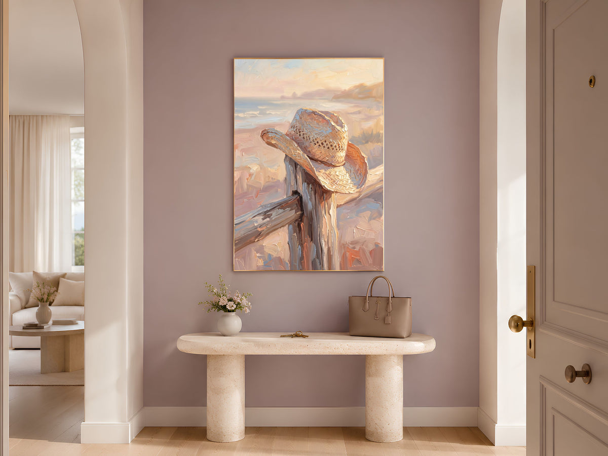 Cowboy Hat Wall Art, Impasto Oil Painting Print - Digital Download