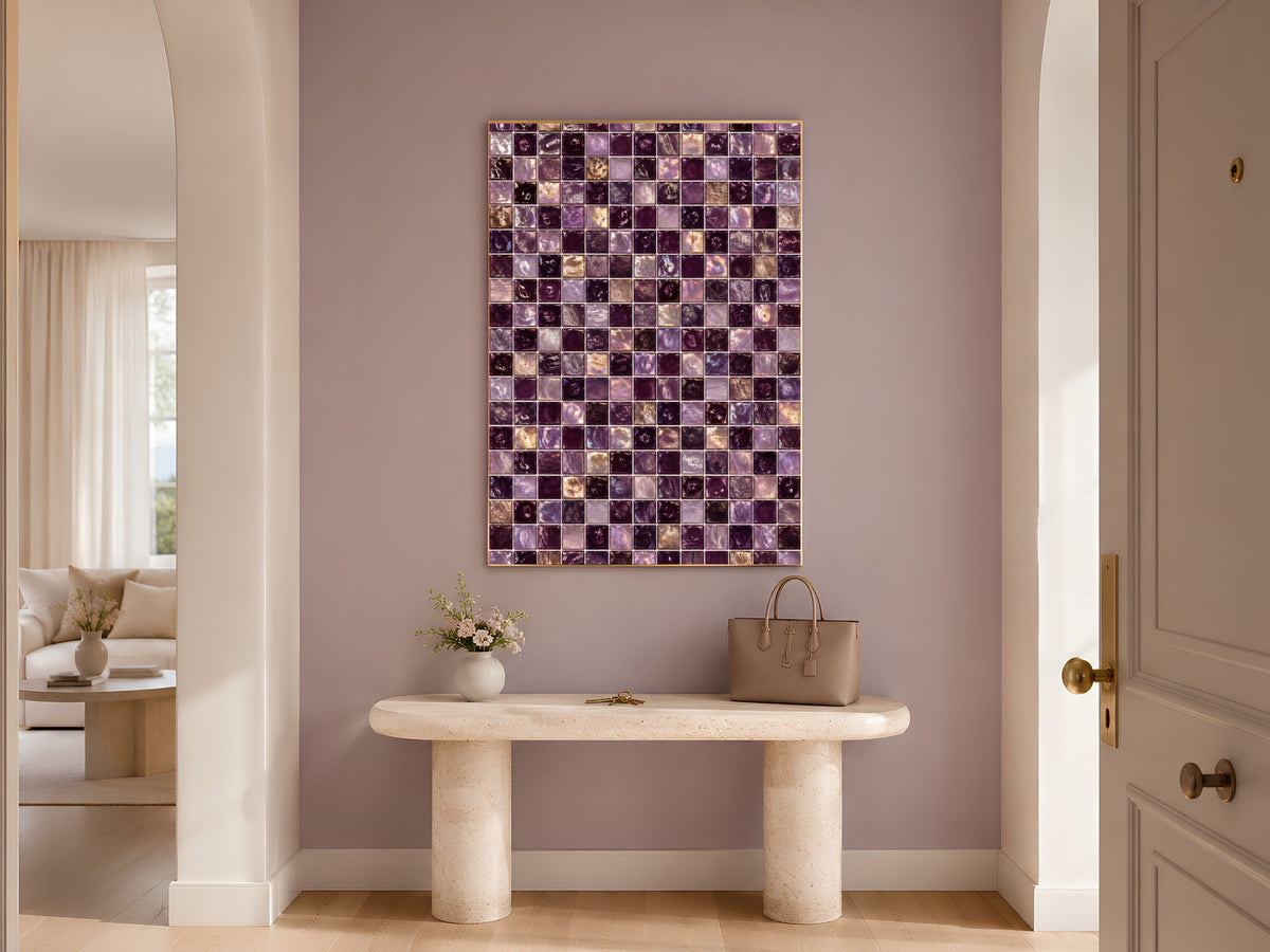 Purple Mosaic Wall Art, Lavender Glass Tile Print - Digital Download