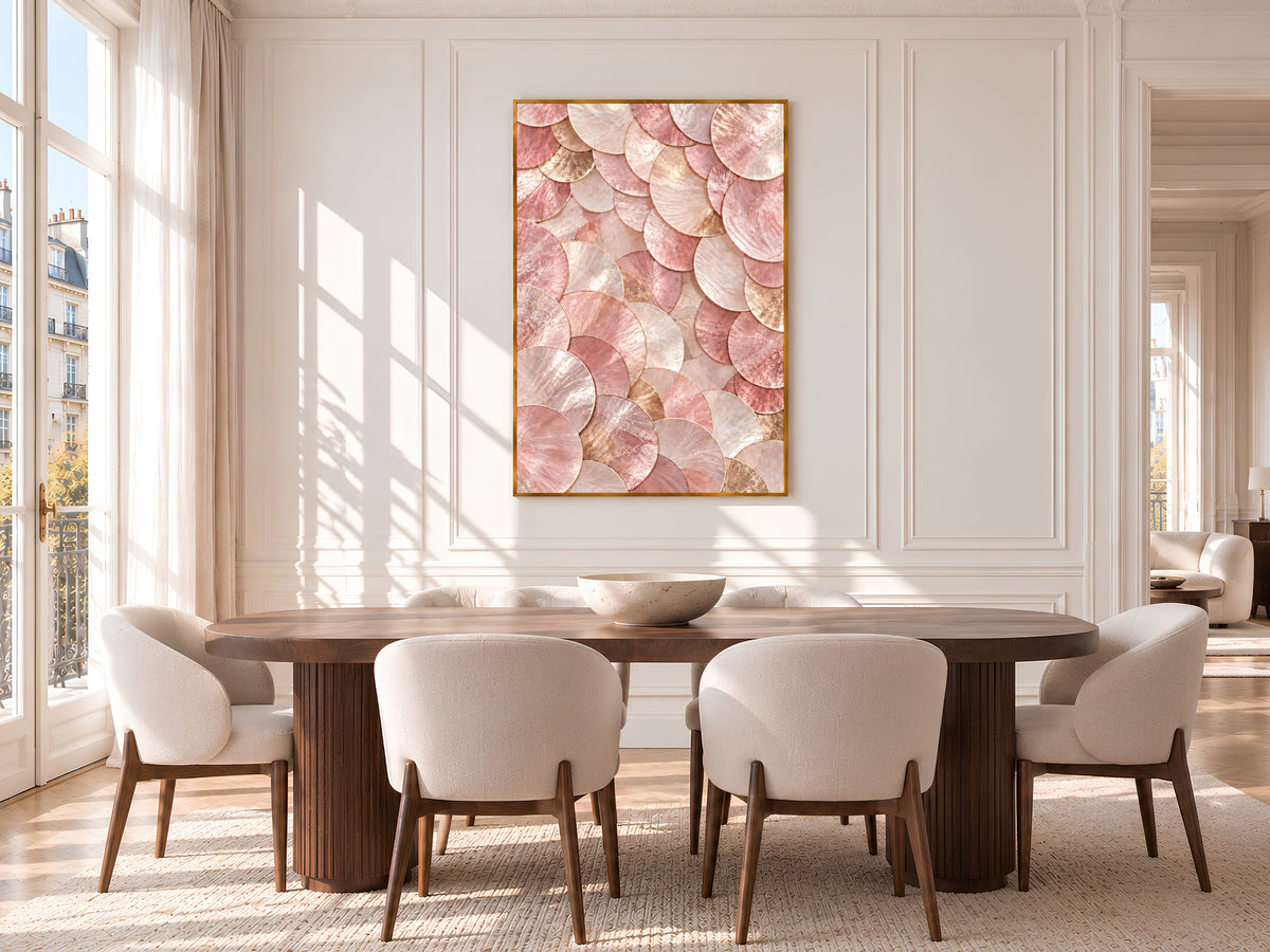 Pink Capiz Shell Print, Blush Pearl Shell Wall Art, Rose Gold Abstract Art, Printable Digital Download