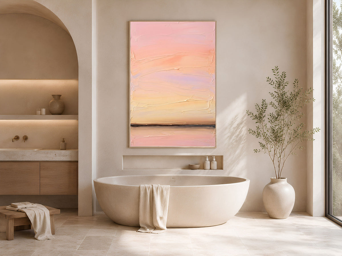 Sunset Gradient Wall Art, Impasto Oil Painting Print - Digital Download