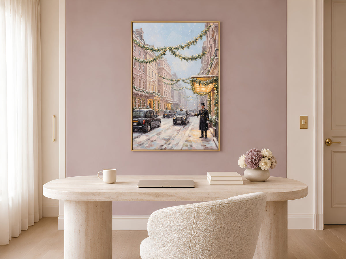 Christmas In London Wall Art, Vintage Street Scene Print - Digital Download