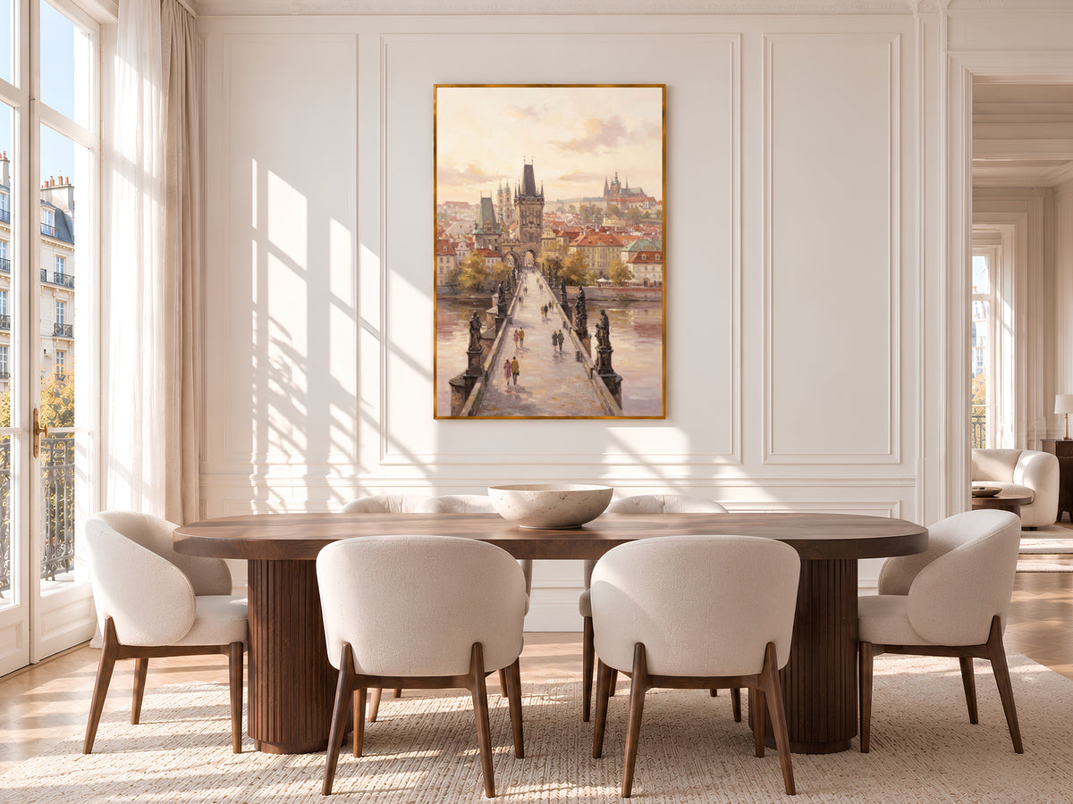 Prague Charles Bridge Painting Print, Pastel Prague Wall Art, Czech Republic City Art, Printable Digital Download