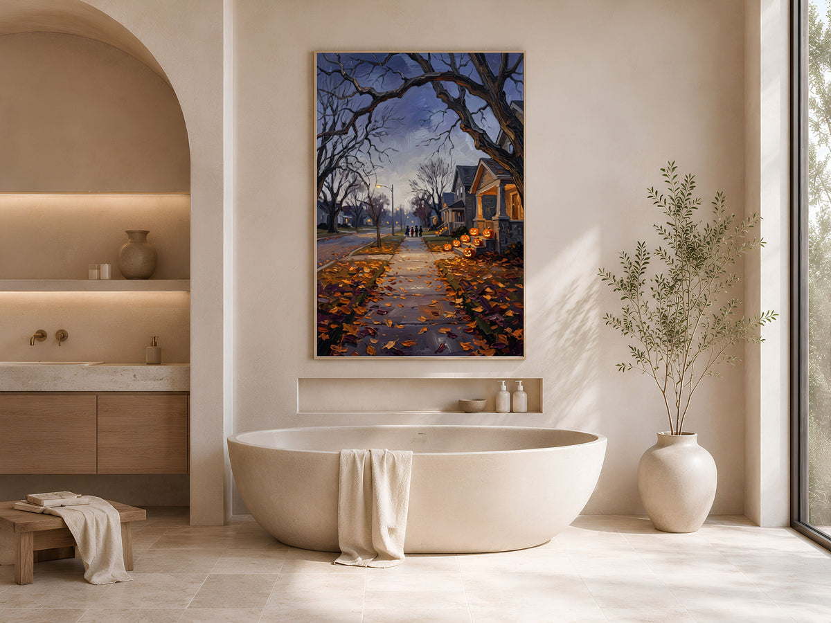 Trick or Treat Wall Art, Impasto Oil Painting Print - Digital Download