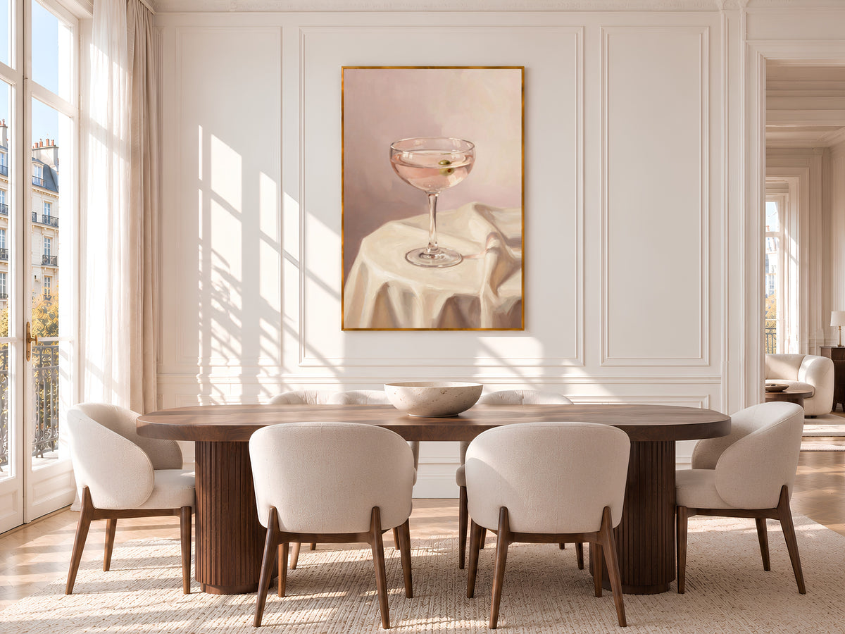 Pink Martini Painting Print, Olive Cocktail Still Life, Blush Bar Cart Wall Art, Printable Digital Download