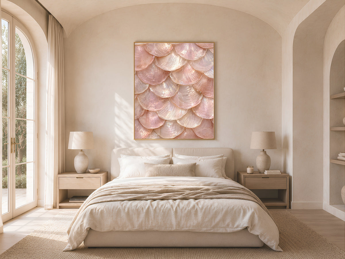 Blush Pink Capiz Shell Wall Art, Rose Quartz Mother of Pearl Print - Digital Download