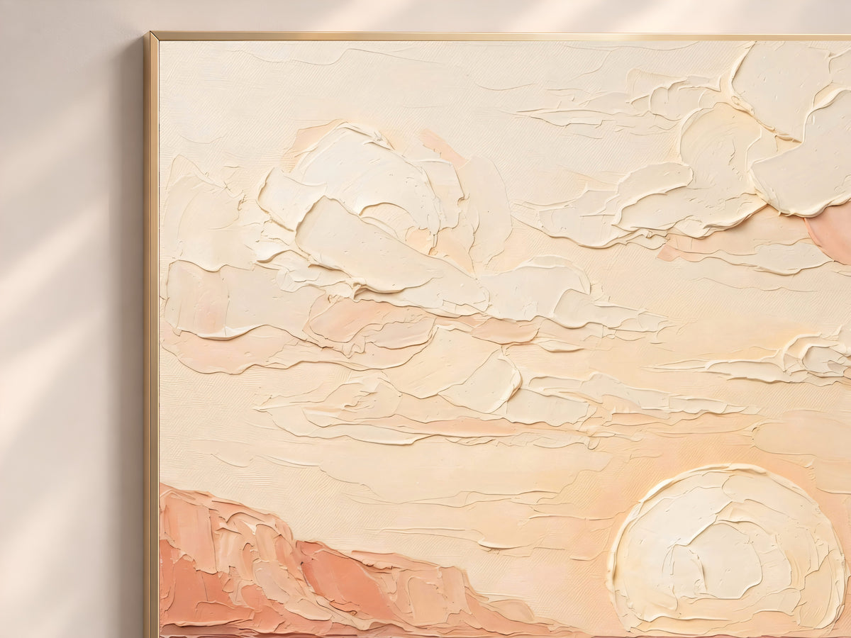 Terracotta Sunset Painting Print, Dusty Rose Sea Cliff Art, Boho Coastal Wall Art, Printable Digital Download