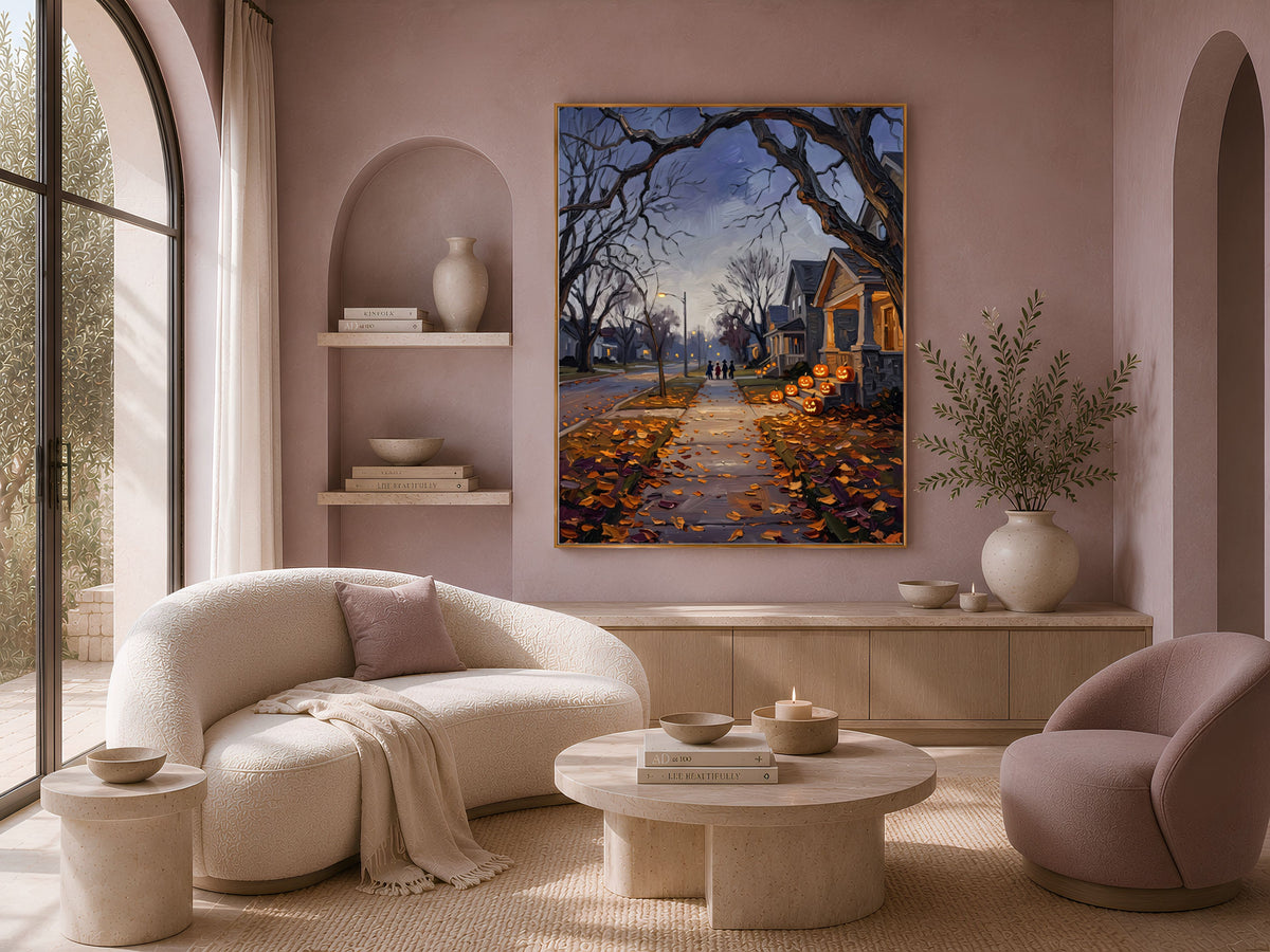 Trick or Treat Wall Art, Impasto Oil Painting Print - Digital Download