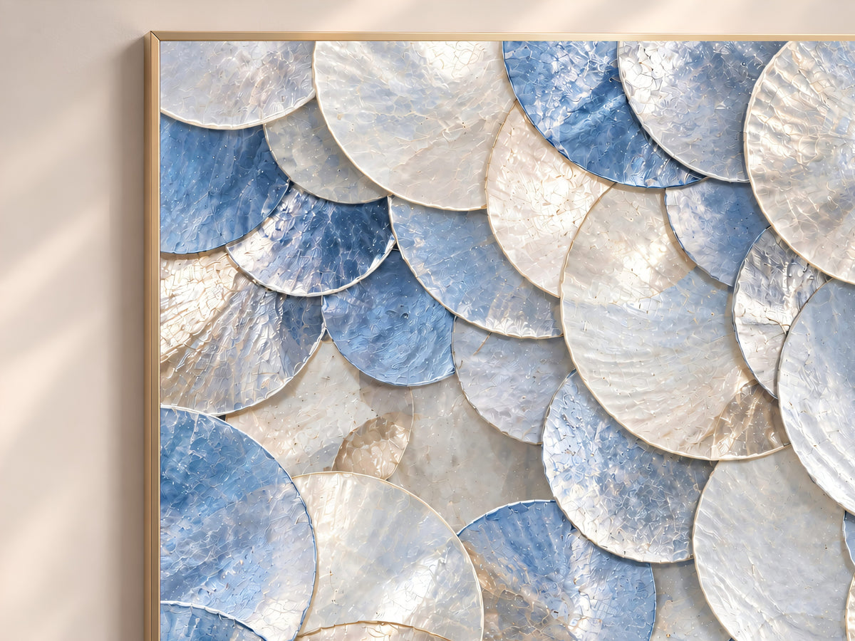 Blue Capiz Shell Print, Pearl Shell Texture Wall Art, Coastal Abstract Art, Printable Digital Download