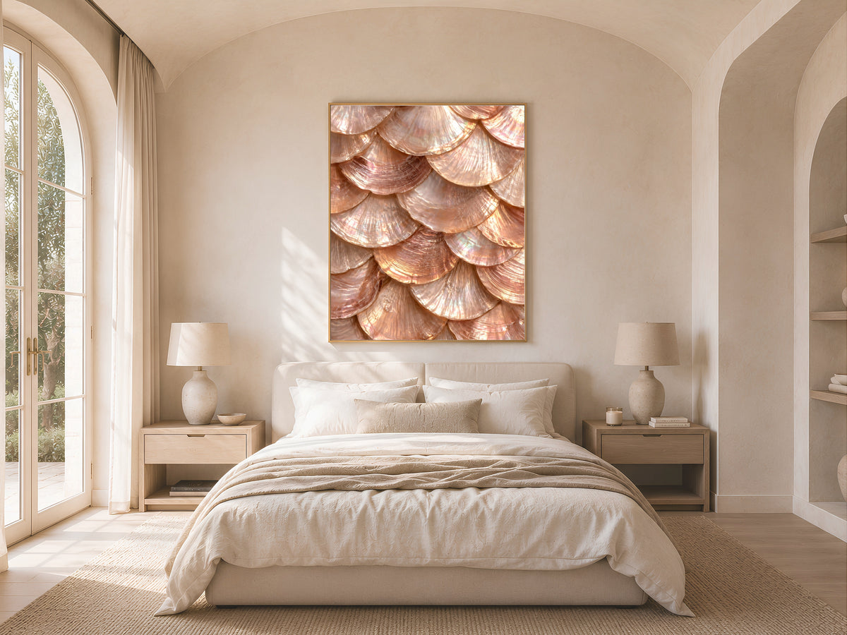 Rose Gold Capiz Shell Wall Art, Iridescent Mother of Pearl Print - Digital Download