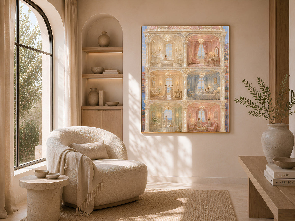 Cutaway House Wall Art, French Riviera Print - Digital Download