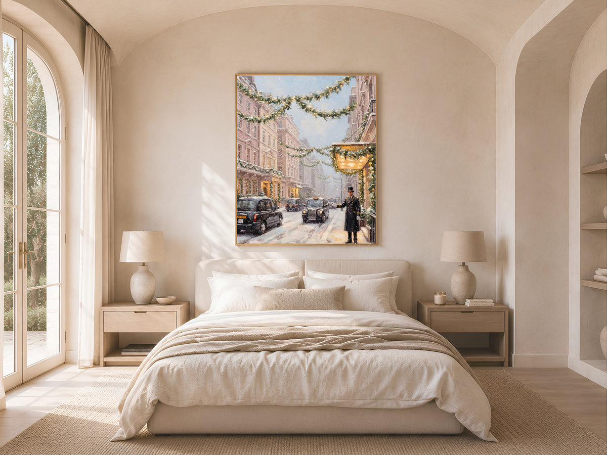 Christmas In London Wall Art, Vintage Street Scene Print - Digital Download