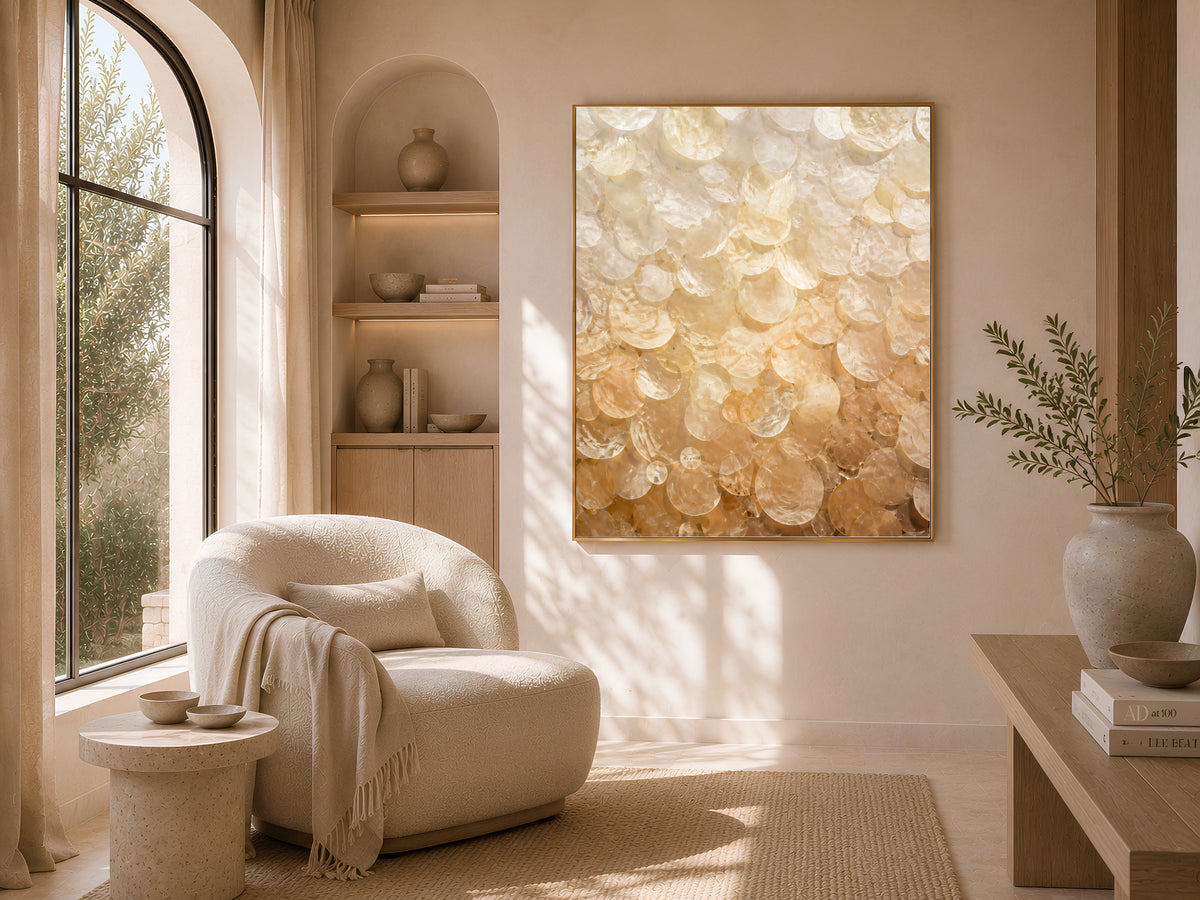 Amber Capiz Shell Wall Art, Earth Tone Ombre Print - Digital Download