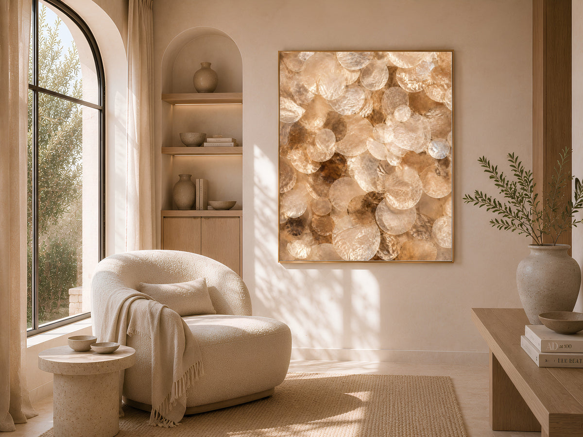 Caramel Capiz Shell Wall Art, Tortoiseshell Ombre Print - Digital Download