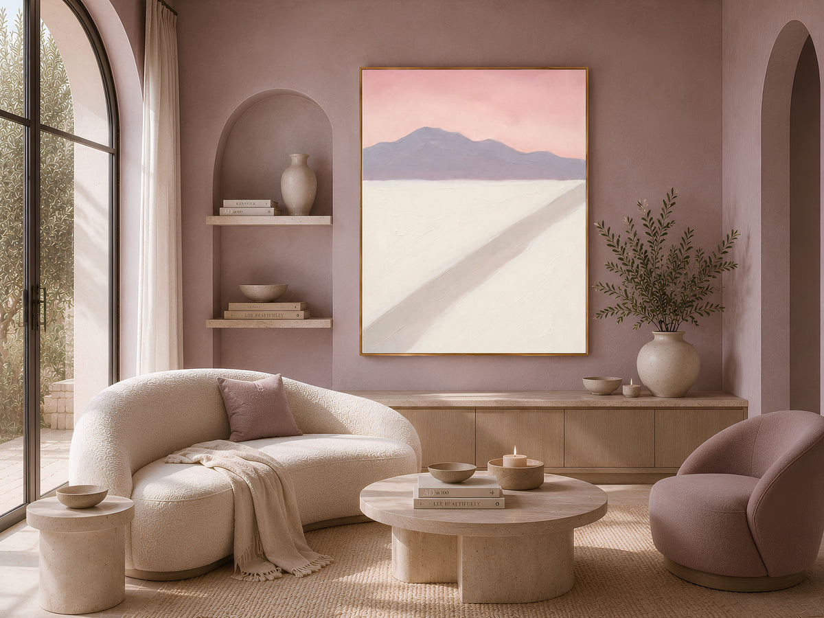 Pink Sunset Desert Landscape Wall Art - Digital Download