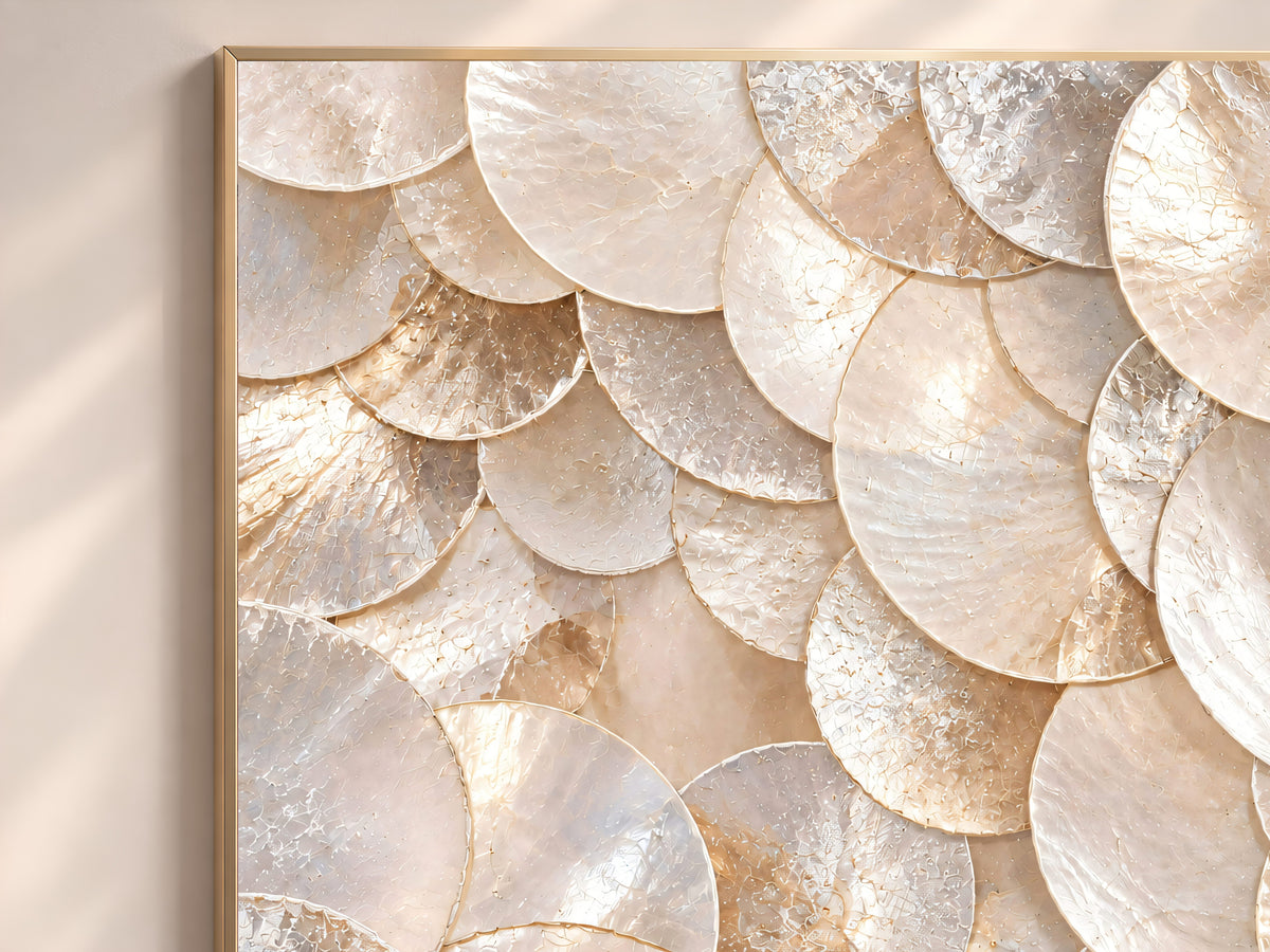 Neutral Capiz Shell Print, Champagne Pearl Shell Wall Art, Beige Abstract Texture Art, Printable Digital Download