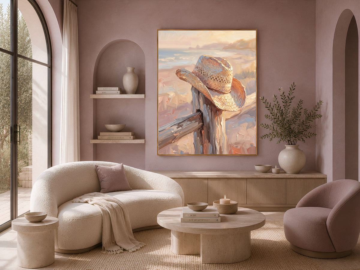 Cowboy Hat Wall Art, Impasto Oil Painting Print - Digital Download