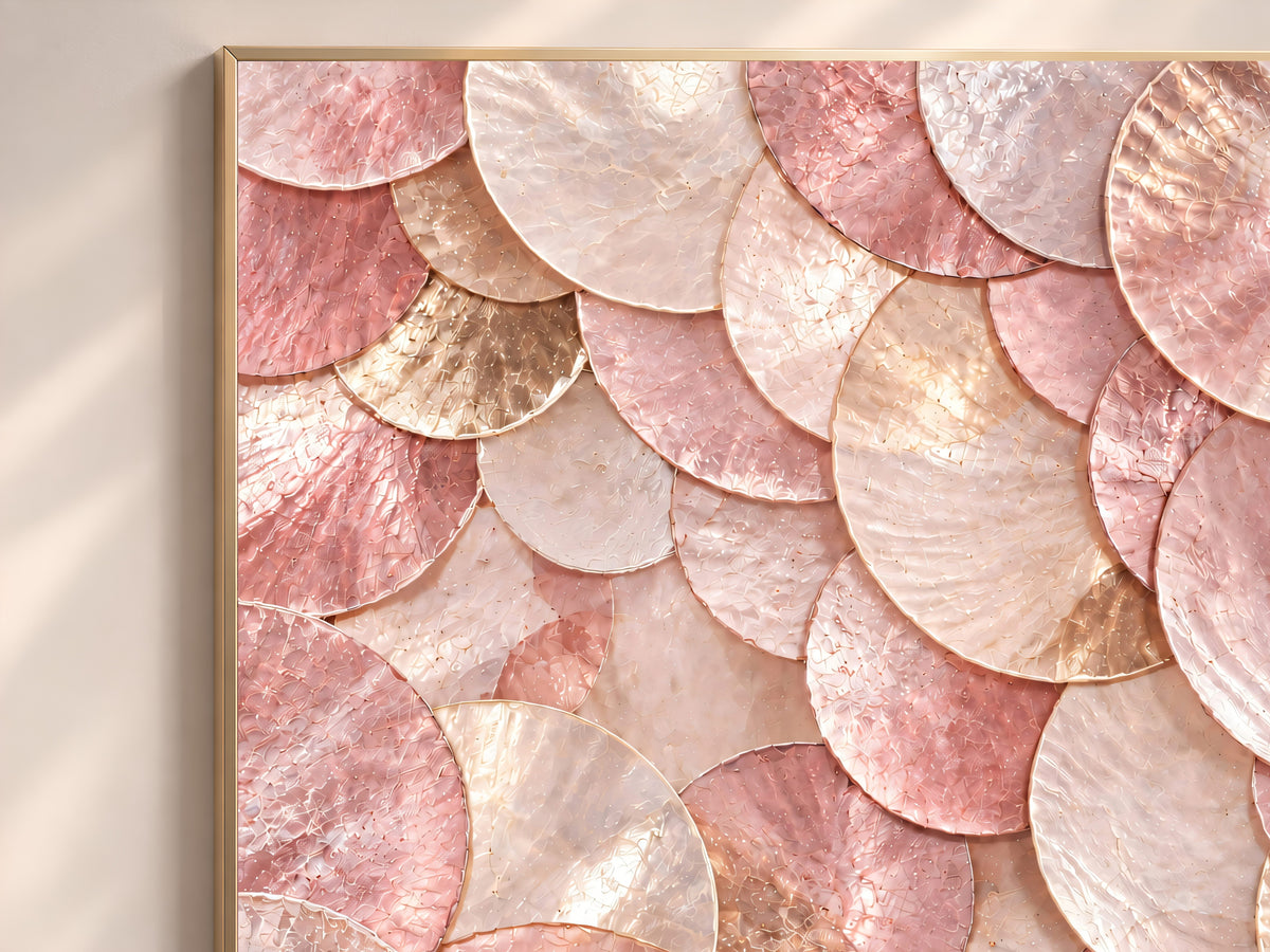 Pink Capiz Shell Print, Blush Pearl Shell Wall Art, Rose Gold Abstract Art, Printable Digital Download