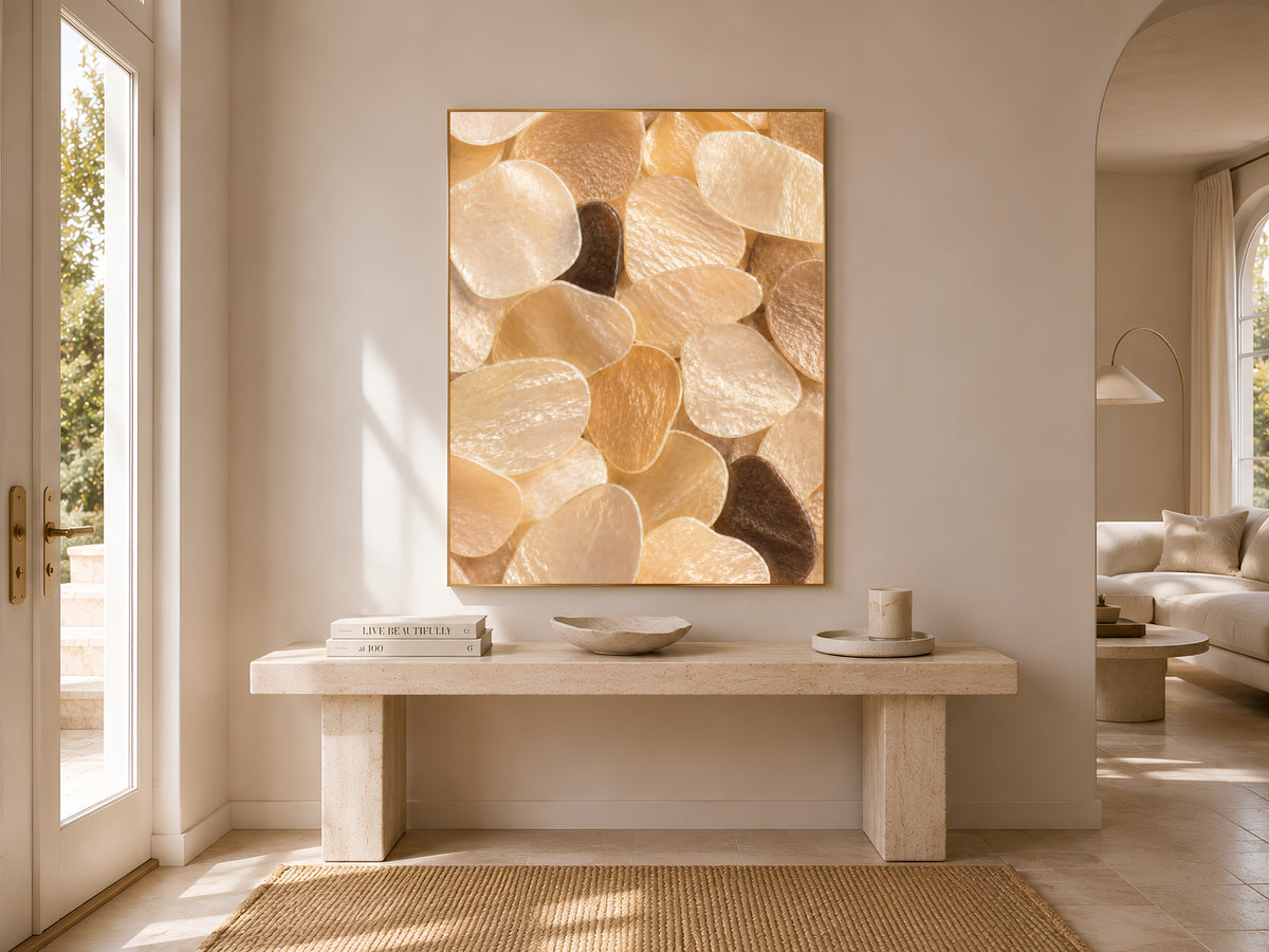 Honey Gold Capiz Shell Wall Art, Amber Espresso Accent Print - Digital Download