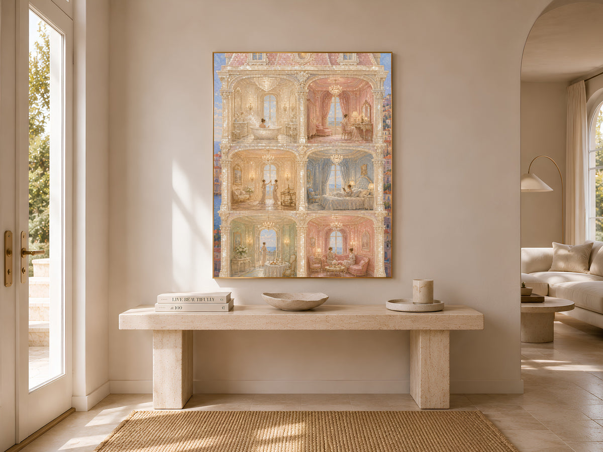 Cutaway House Wall Art, French Riviera Print - Digital Download