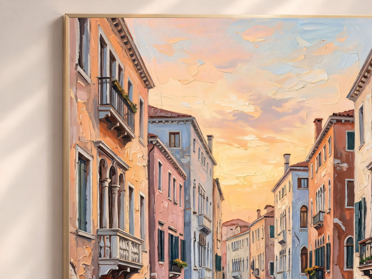 Venice Canal Wall Art, Impasto Oil Painting Print - Digital Download