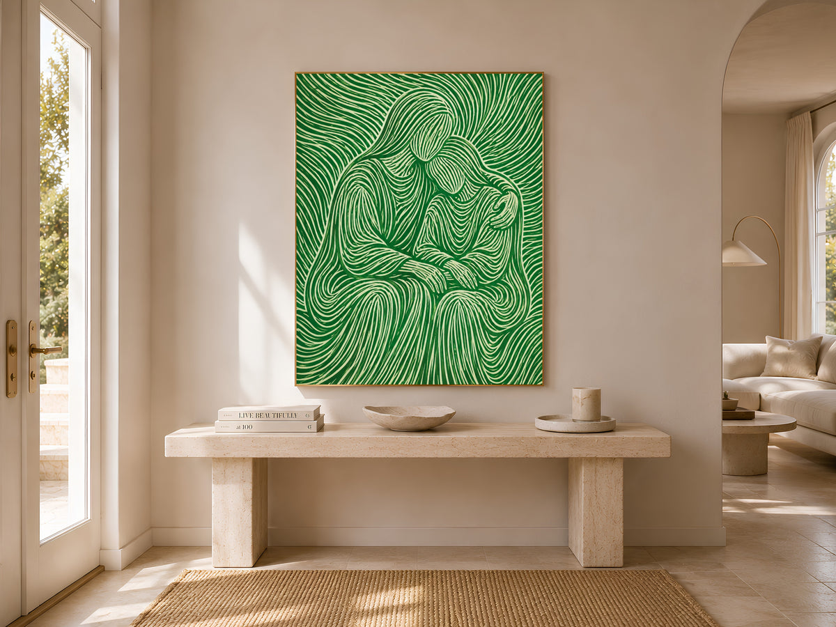 Abstract Couple Embrace Wall Art - Digital Download