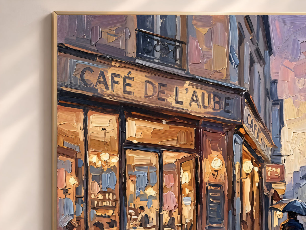 Parisian Cafe Wall Art, Impasto Oil Painting Print - Digital Download