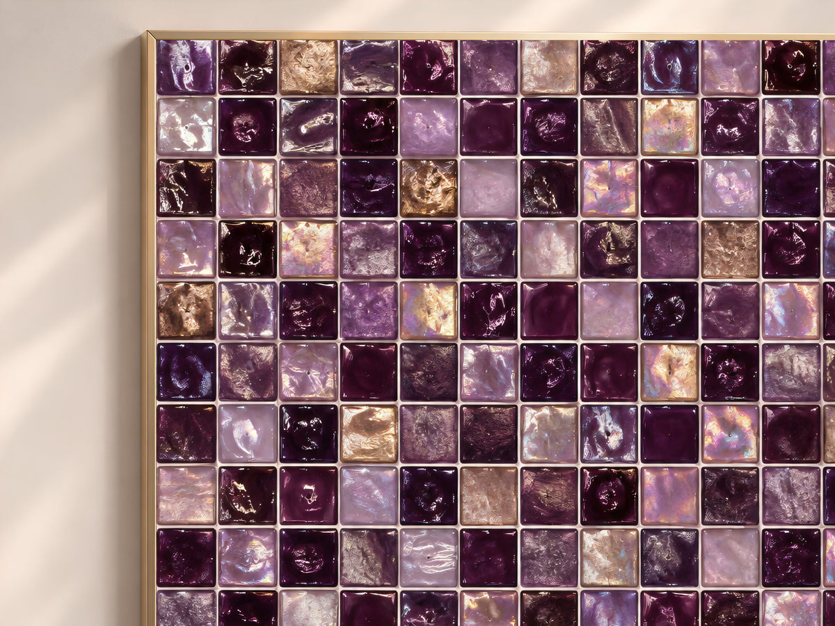 Purple Mosaic Wall Art, Lavender Glass Tile Print - Digital Download
