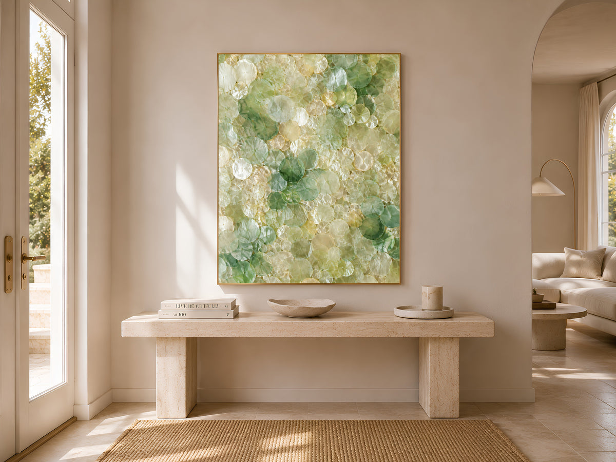 Sage Green Capiz Shell Wall Art, Jade Ombre Print - Digital Download