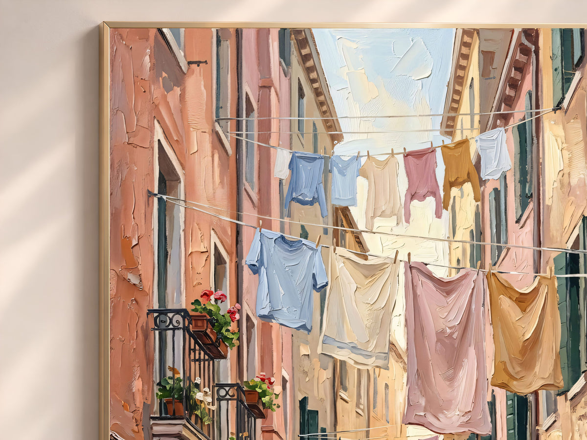 European Alleyway Wall Art, Impasto Oil Painting Print - Digital Download