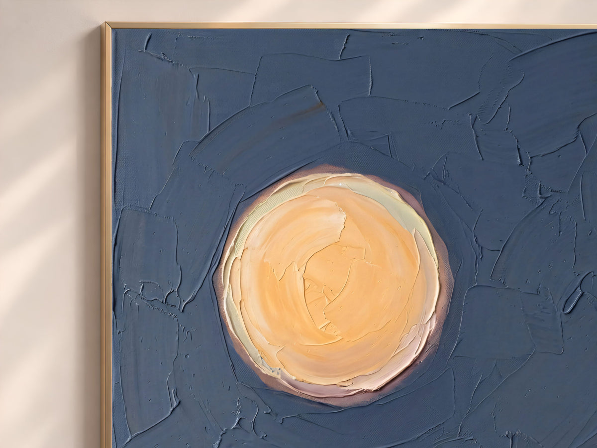 Moon and Bat Wall Art, Impasto Oil Painting Print - Digital Download