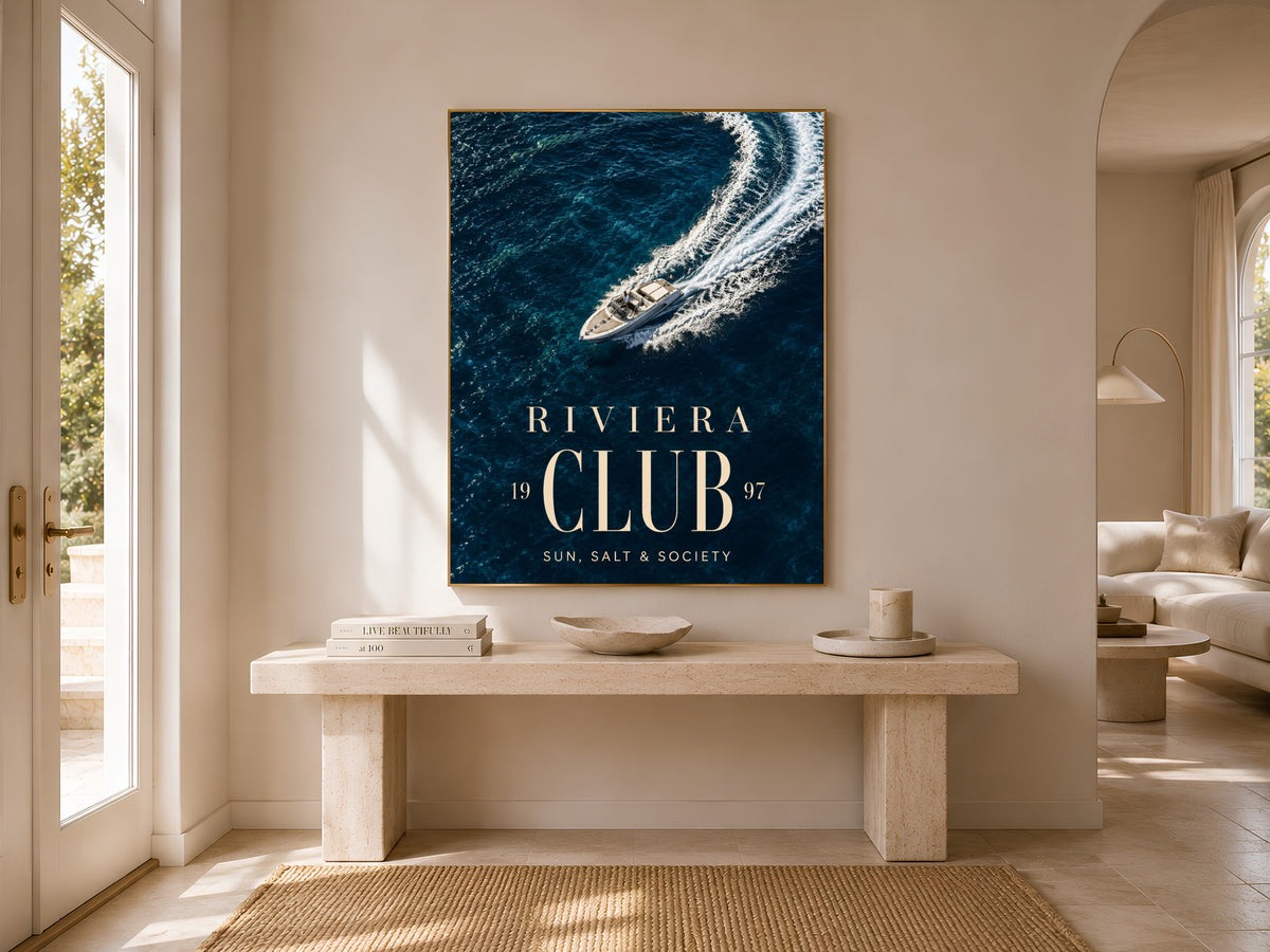 Riviera Club Yacht Poster, Old Money Aesthetic Print - Digital Download