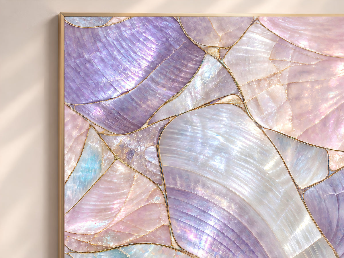 Lilac Mother of Pearl Wall Art, Purple Iridescent Shell Print, Pastel Opal Mosaic, Girly Bedroom Decor, Mermaidcore Poster, Instant Download