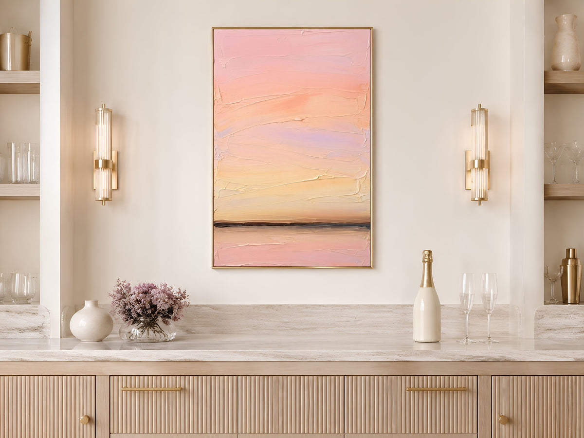 Sunset Gradient Wall Art, Impasto Oil Painting Print - Digital Download