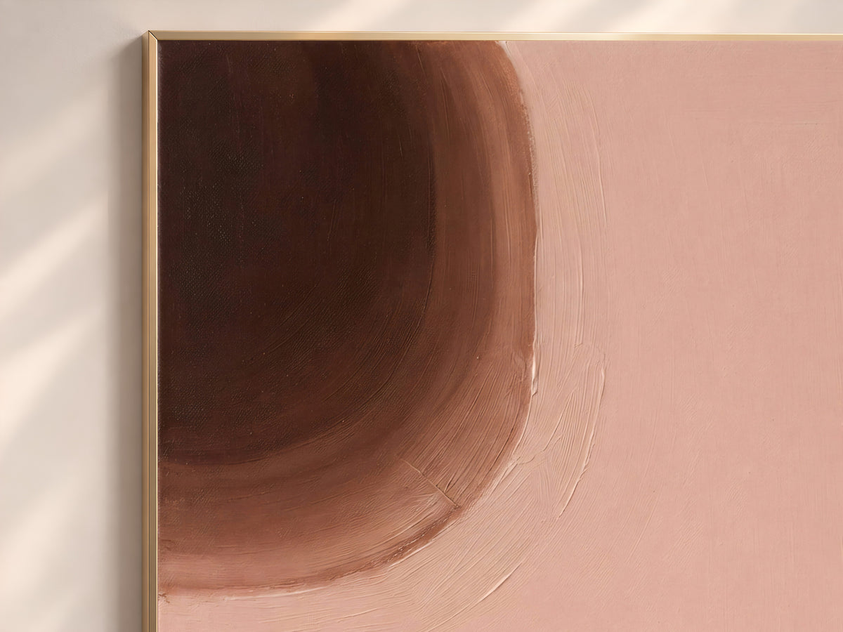 Blush Pink Brown Abstract Painting, Mid Century Modern Wall Art, Minimalist Circle Print, Chocolate Mocha Boho Decor, Instant Download