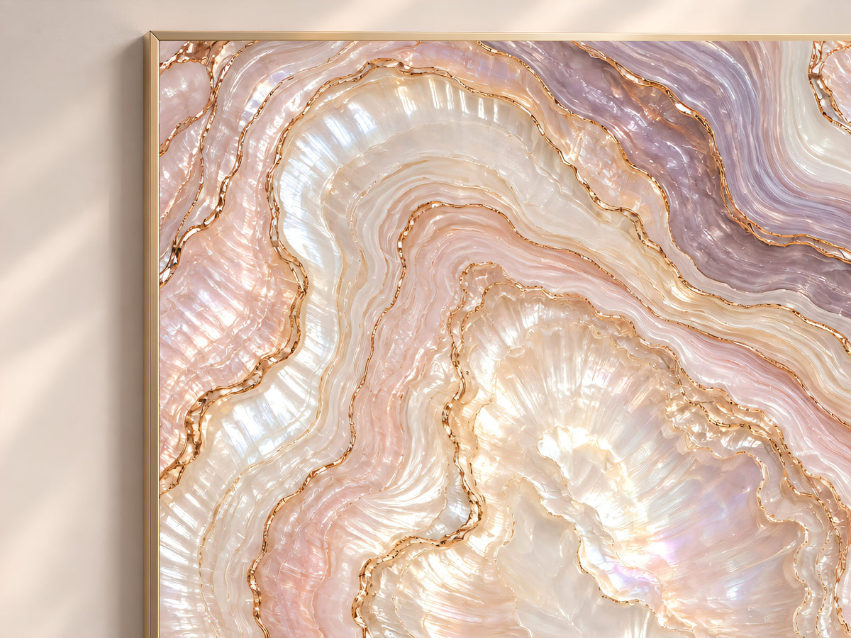 Pink Agate Wall Art, Pearl Geode Print, Blush Lilac Crystal Slice, Copper Gold Abstract, Glam Bedroom Decor, Opal Poster, Instant Download