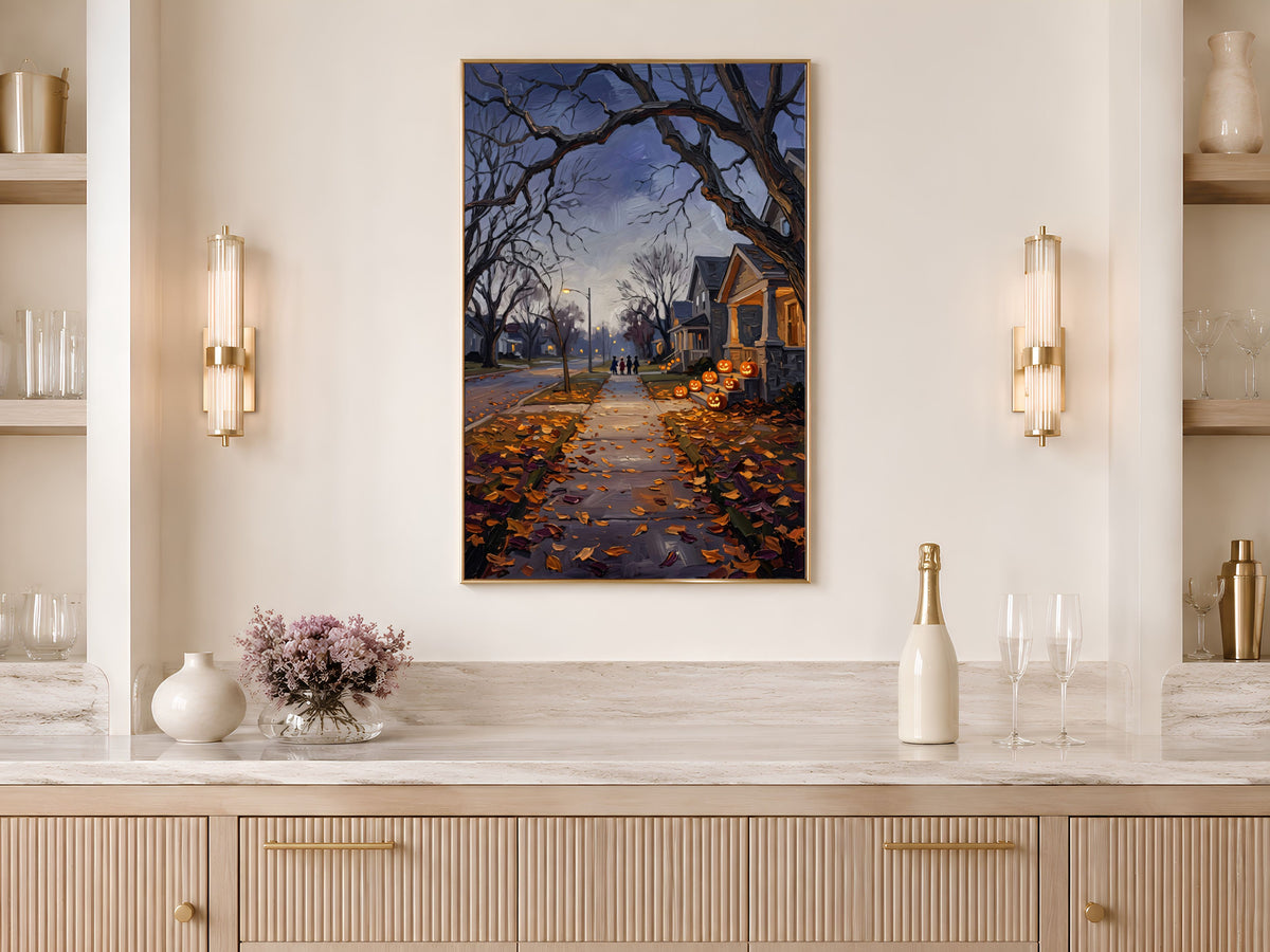 Trick or Treat Wall Art, Impasto Oil Painting Print - Digital Download