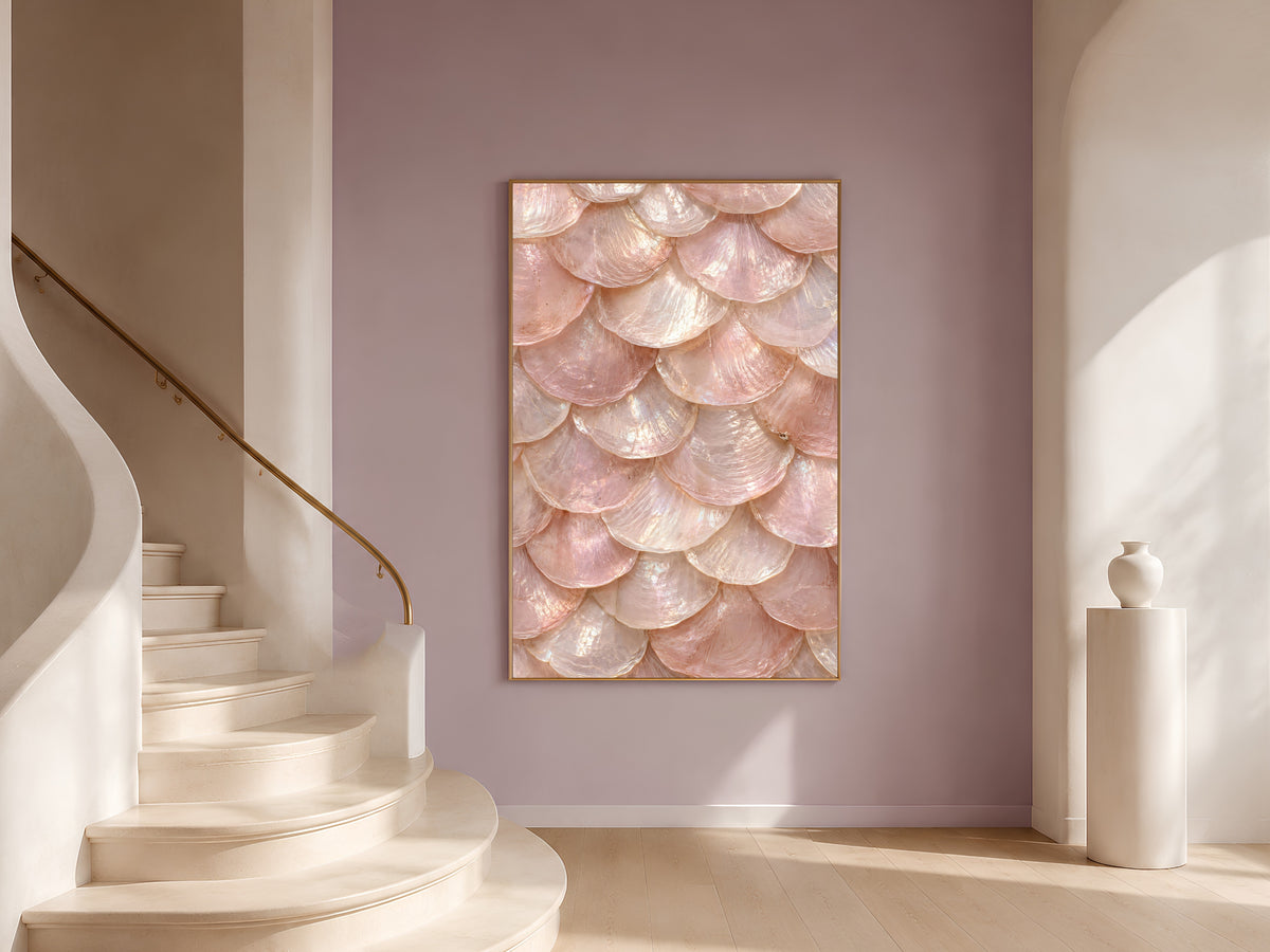 Blush Pink Capiz Shell Wall Art, Rose Quartz Mother of Pearl Print - Digital Download