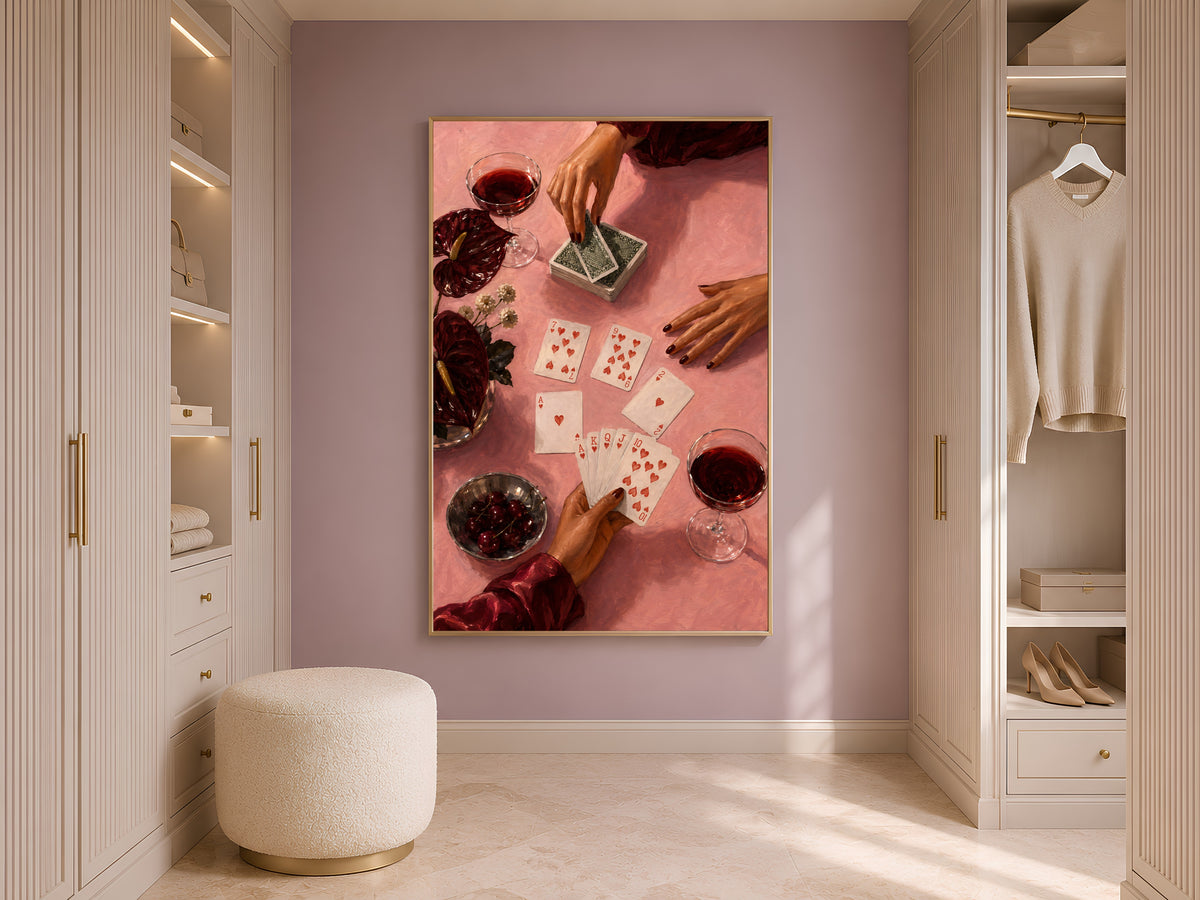 Playing Cards Wall Art, Moody Poker Night Print - Digital Download
