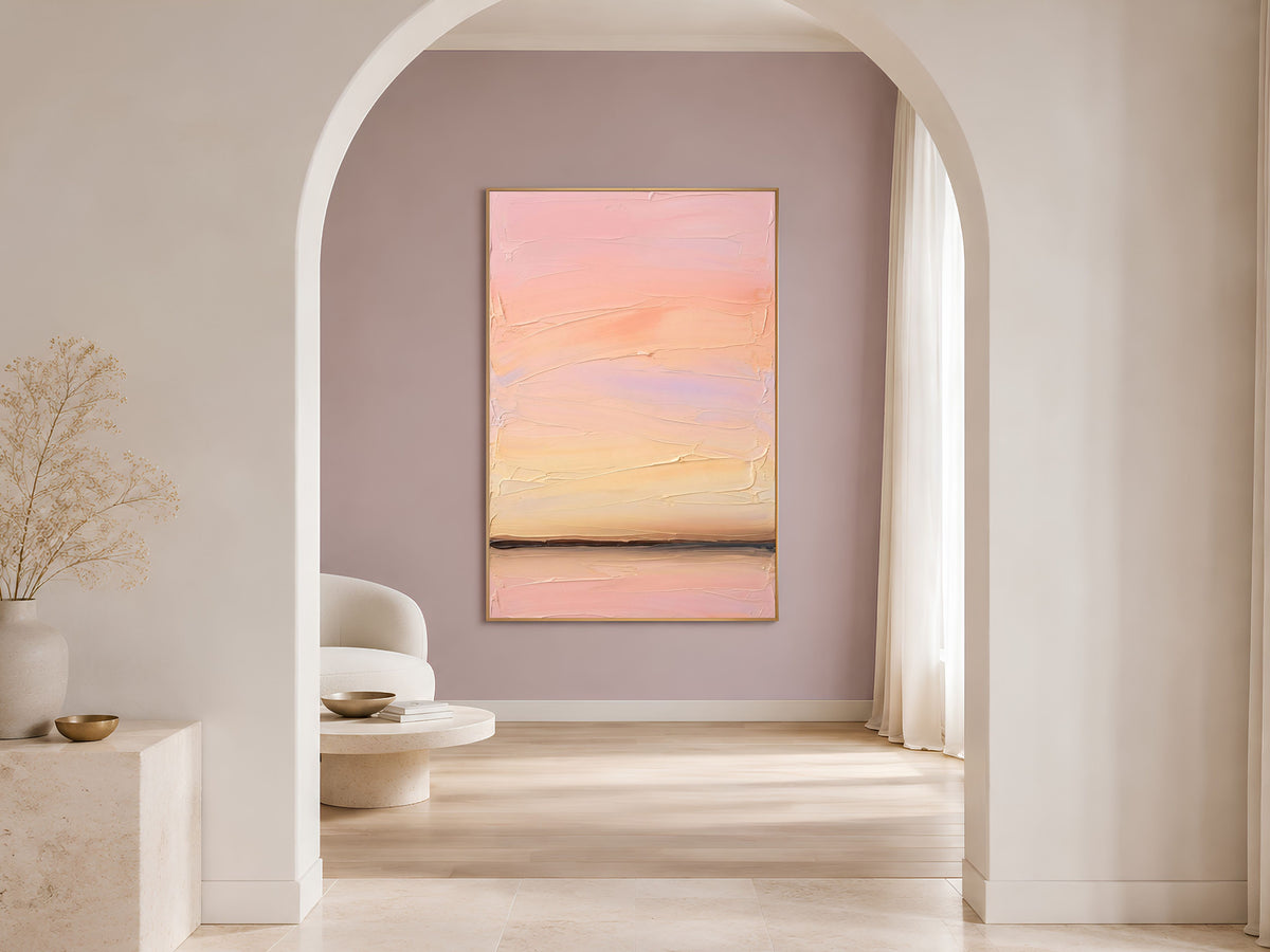 Sunset Gradient Wall Art, Impasto Oil Painting Print - Digital Download
