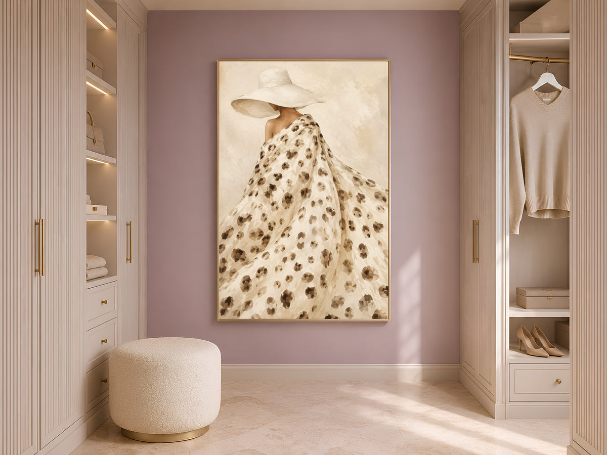 Leopard Print Fashion Wall Art, Couture Gown Painting - Digital Download