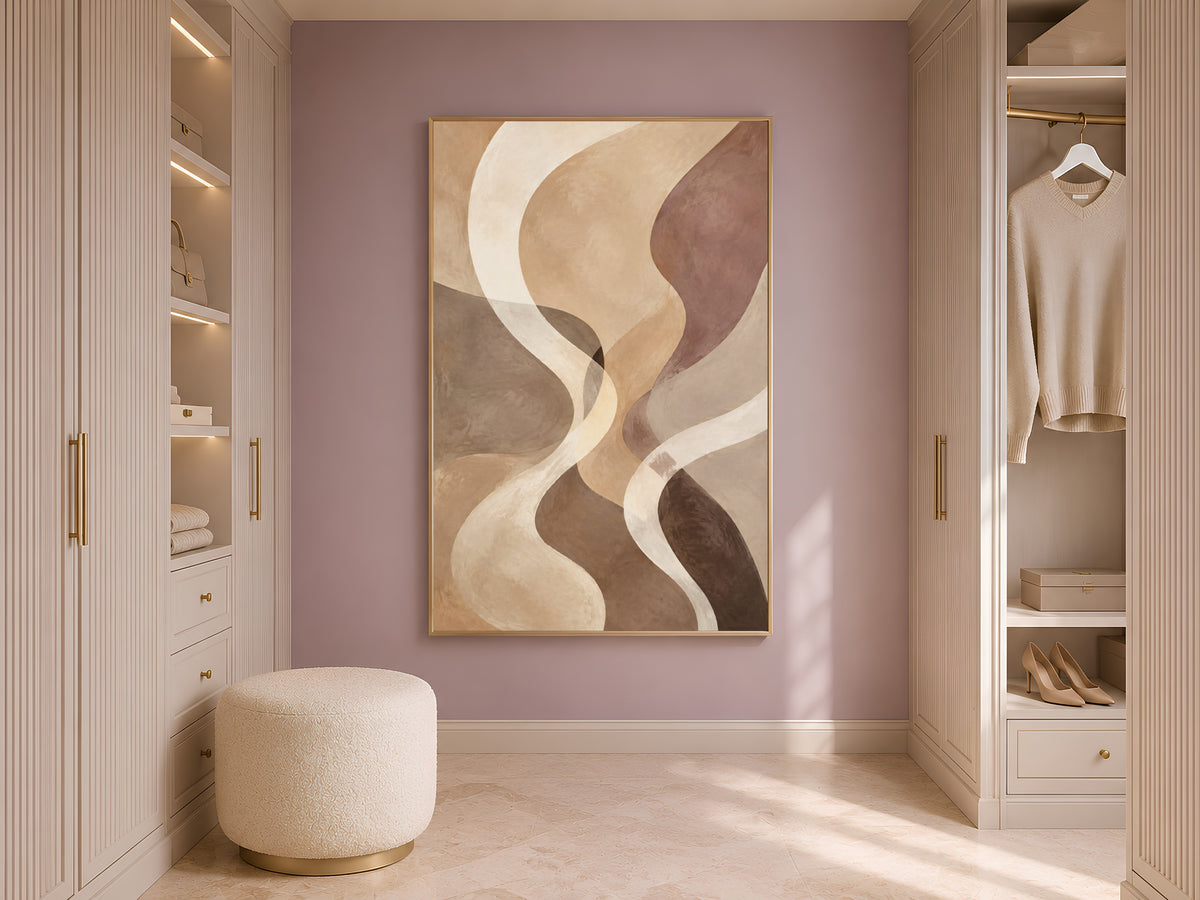 Earth Tone Abstract Wall Art, Wavy Line Print - Digital Download