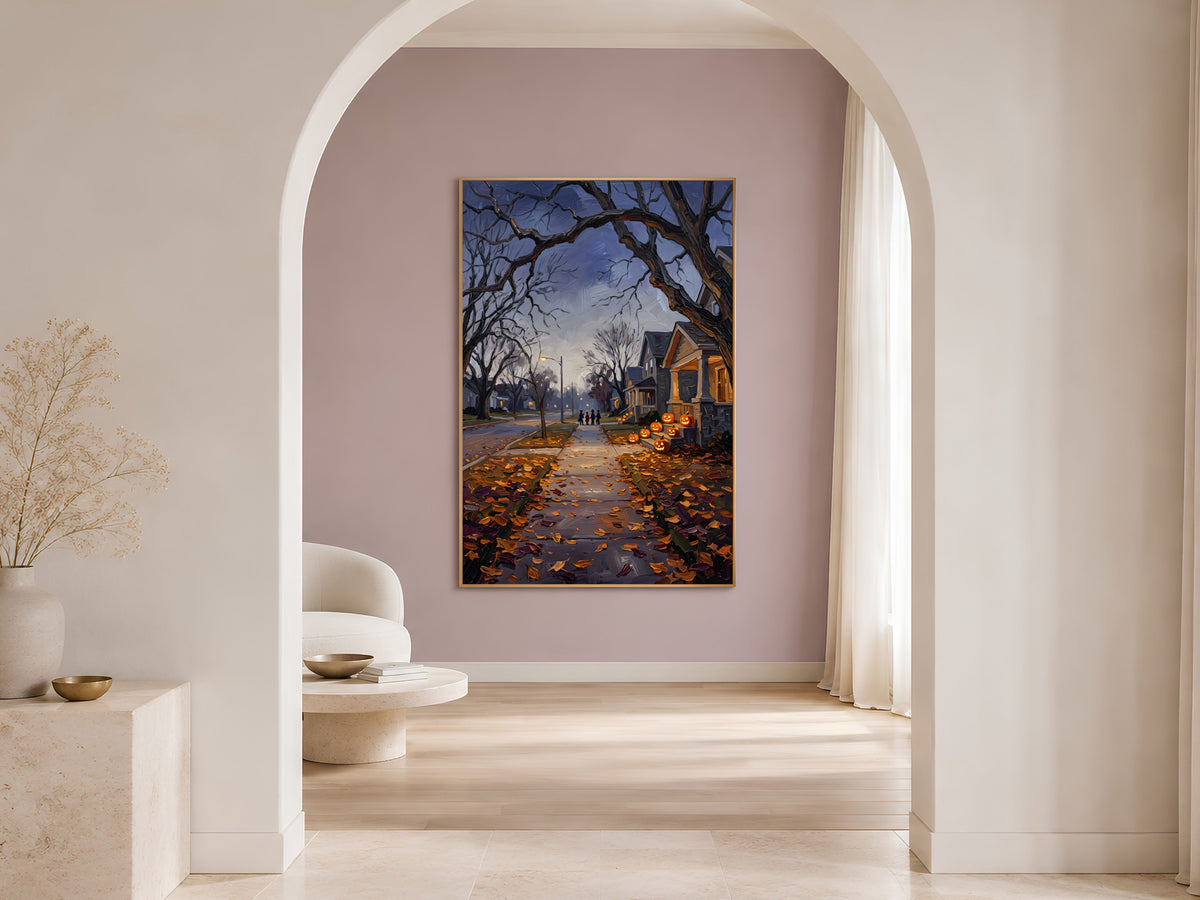 Trick or Treat Wall Art, Impasto Oil Painting Print - Digital Download