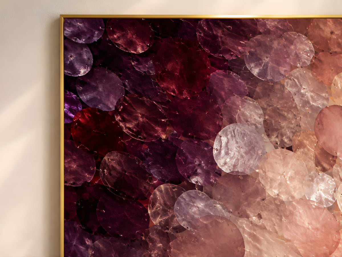 Merlot Capiz Shell Wall Art, Moody Wine Ombre Print - Digital Download
