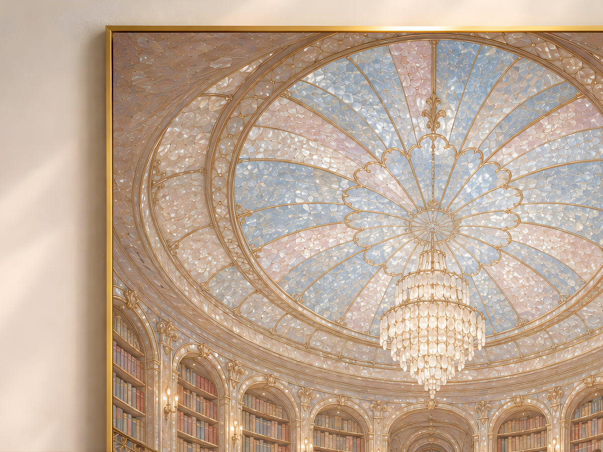 Fantasy Library Wall Art, Opera Aesthetic Print, Dome Ceiling Painting - Digital Download